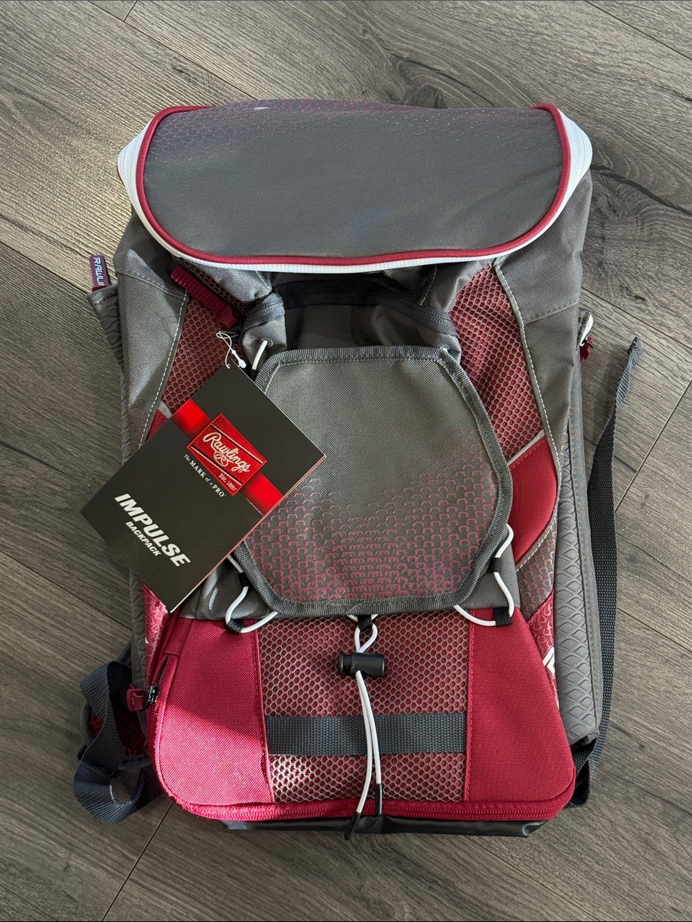Rawlings Baseball Softball Impulse Backpack - Gray and Maroon NWT